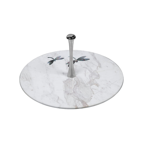 Marble Single Tier Tray with Handle